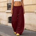 thumbnail image 3 of Womens Trousers Barrel Sweatpants Casual Baggy Elastic Waisted Wide Leg Comfy With Pockets Summer Casual Fashion Pants For Women, 3 of 5