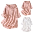 thumbnail image 2 of Fengactive Women's Short Sleeve Button Crew Neck Hoodies Shirts Loose Fit Casual Summer Tops, 2 of 9