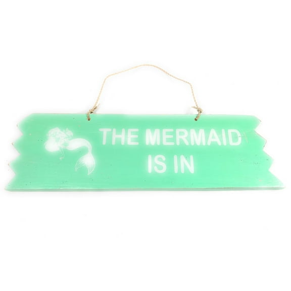 Cute "The Mermaid Is In" Wooden Sign 12" X 4" - Turquoise | #snd25115t