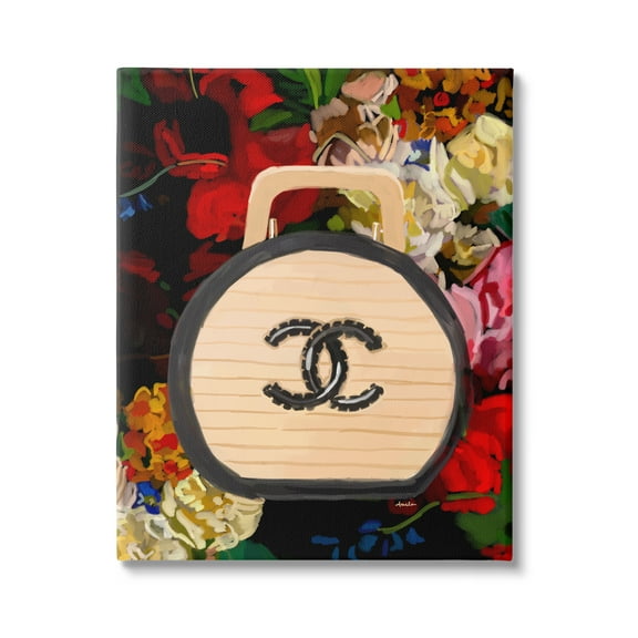 Stupell Industries Floral Glam Brand Purse Botanical & Floral Painting Gallery Wrapped Canvas Print Wall Art, 16 x 20