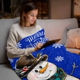 thumbnail image 5 of Flannel Fleece Throw Blankets Cute Snowman Snowflakes on Blue Throws Blankets, Winter Falling Snow Seamless Lightweight Soft Warm Blanket for Couch Sofa Bed Living Room All Season Use, 50x60in, 5 of 9