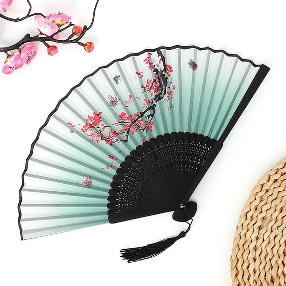Vintage Folding Fan Bamboo Hand Fan Ancient Style Dance Fan for Performance Party Wedding Decor