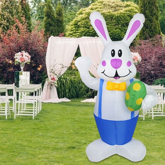 6FT Inflatable Easter Bunny Outdoor Decoration With LED Light Happy Easter Giant Inflatable Rabbit Toy Decor For Home Garden