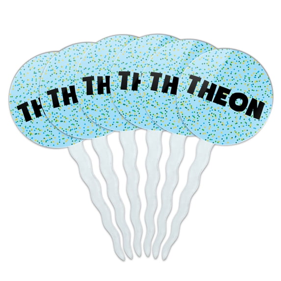 Theon Cupcake Picks Toppers - Set of 6 - Blue Speckles