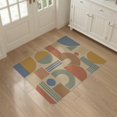 thumbnail image 3 of ODIKA 3'x5' Pastel Geometric Abstract Design Washable Throw Rug Modern Vintage Shapes with Retro Flair Stain Resistant, Low Profile, Non-Slip for Entryway, Kitchen, Mudroom, 3 of 7