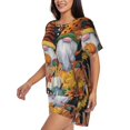thumbnail image 5 of Lafuoo Welcom Fall Pattern Women's Round Neck Short Sleeve Pajamas Set, Button Pajamas Elastic Band Pajamas Home Wear-4X-Large, 5 of 9