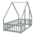 thumbnail image 5 of Miniyam Wood Twin Size Floor Bed with House-Shaped Design & Guardrails for Toddler, Gray, 5 of 7