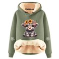thumbnail image 4 of NinXxx Women's Cute Cow Print Lined Hoodie Long Sleeve Daily Wear Light Green L, 4 of 4