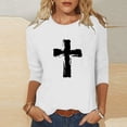 thumbnail image 1 of TaTaai Womens Casual Easter Cross Printed Blouse 3/4 Sleeve Round Neck Loose Fit Top Fashion Soft Comfortable Lightweight Shirt for Spring Summer Daily Gift, 1 of 6