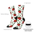 thumbnail image 4 of Daiia Strawberry Print Crew Socks – Soft Breathable Long Socks for Men & Women, Moisture-Wicking & Comfortable Daily Wear Socks, One-Size Fits Most (US 5-11), 4 of 6