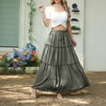 thumbnail image 5 of Fashion Retro Long Skirts With Pockets Women Spring Summer Holiday Casual Elastic High Waist Lace-up Loose Skirts, 5 of 6