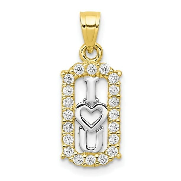 Million Charms 10k Yellow Gold Rhodium Cz I Love You Charm Walmart Com Walmart Com