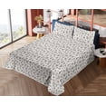 thumbnail image 4 of Ambesonne Marine Fitted & Flat Sheet with Shams 4 Pcs Set, Ocean Nautical Pattern Art, Calking, Dark Cocoa Eggshell, 4 of 5