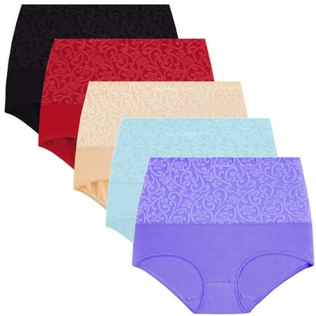 Upioiwer Hi-Cut Underwear For Women Underwear Womens Women S 5 Piece Mixed Color Cotton Underwear With High Waisted Underwear Ladies Underwear Panties Bikini Panties For Women Underwear For Women
