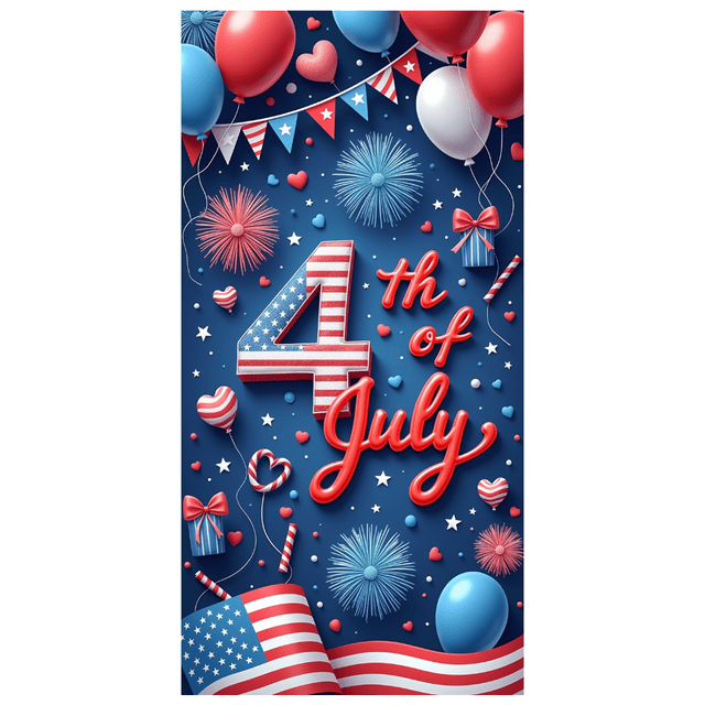 Decorative Design Fourth of July Banner Patriotic Theme Colorful Theme American Flags Stars for Independence Day Party Outdoor Celebration Holiday Event