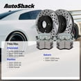 thumbnail image 3 of AutoShack Rear Solid Drilled & Slotted E-Coated Brake Rotors + Premium Ceramic Pads + Calipers 8-PC Brake Kit Replacement for 2004-2012 Chevrolet Malibu ShadowGuard 10.62" (269.7 mm), 3 of 5