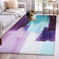 thumbnail image 3 of 3x5 Area Rugs, Purple Turquoise Non-Skid Rubber Backing Large Rectangle Rugs - Living Room Bedroom Home Office, Geometric Modern Abstract Oil Painting Indoor Floor Mat Carpets Washable Rug, 3 of 9