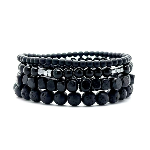 Bracelets for Men 4pcs Stone Beaded Stretch Bracelets Set for Him