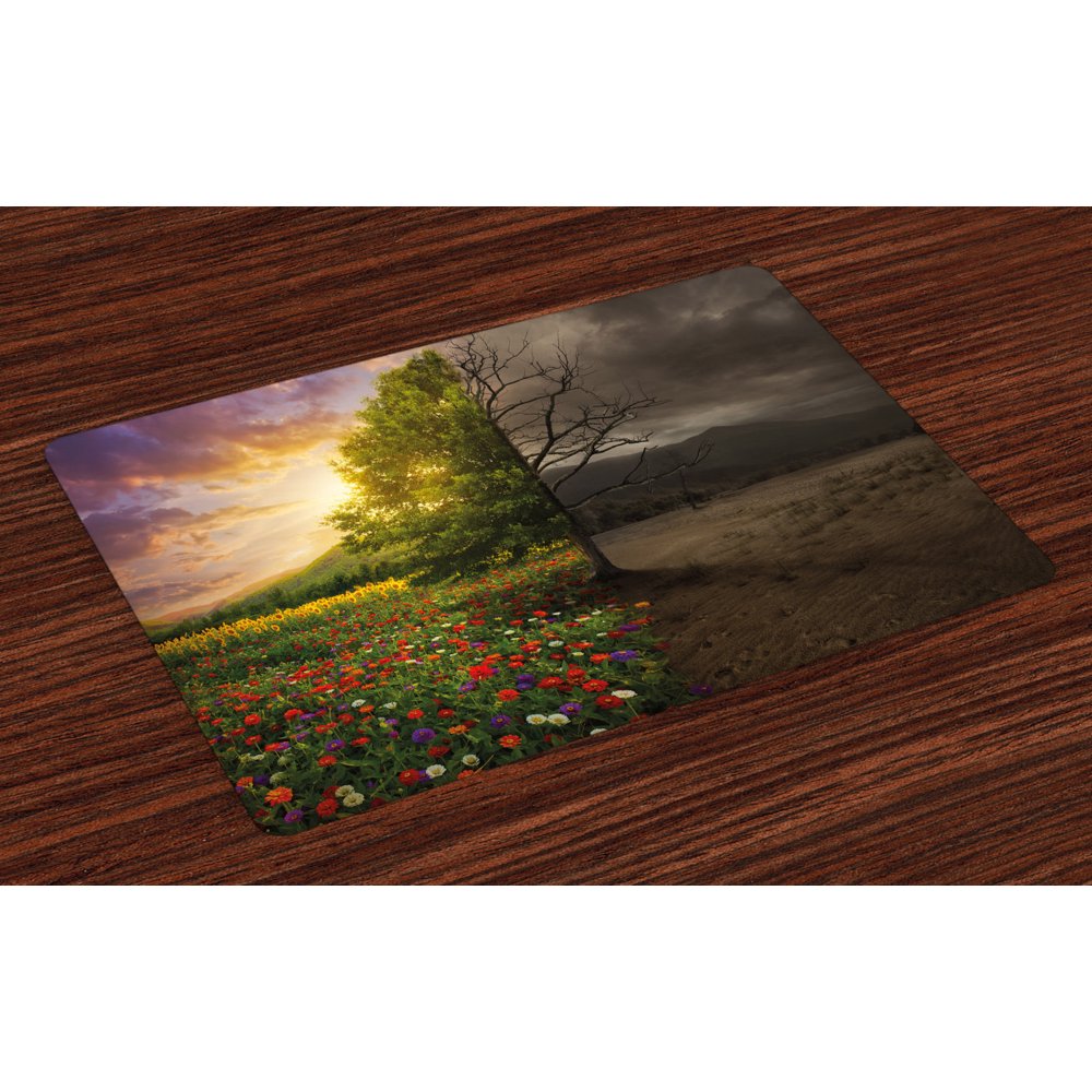 Nature Placemats Set of 4 Mother Earth Contrast with Life and Death