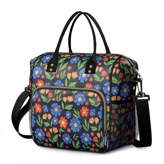 Pioneer Flower Floral Print Pattern Womens Lunch Box for Work,Insulated Large Lunch Bag,Leakproof Adult Lunch Bag for Work,Beach,Travel,Picnic,Camping