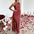 thumbnail image 4 of QUNYINEY Satin Womens Wedding Guest Dress Long Sleeveless Red Formal Cocktail Dresses Slim Fit with Slit Elegant One Shoulder Dresses, 4 of 6