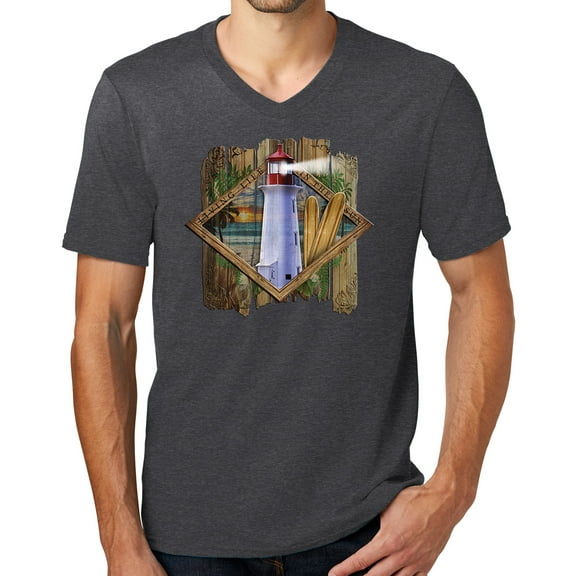 Manu Bay Surf Company SURF LIGHTHOUSE Surfer T-shirt, 3XL Heathered Charcoal