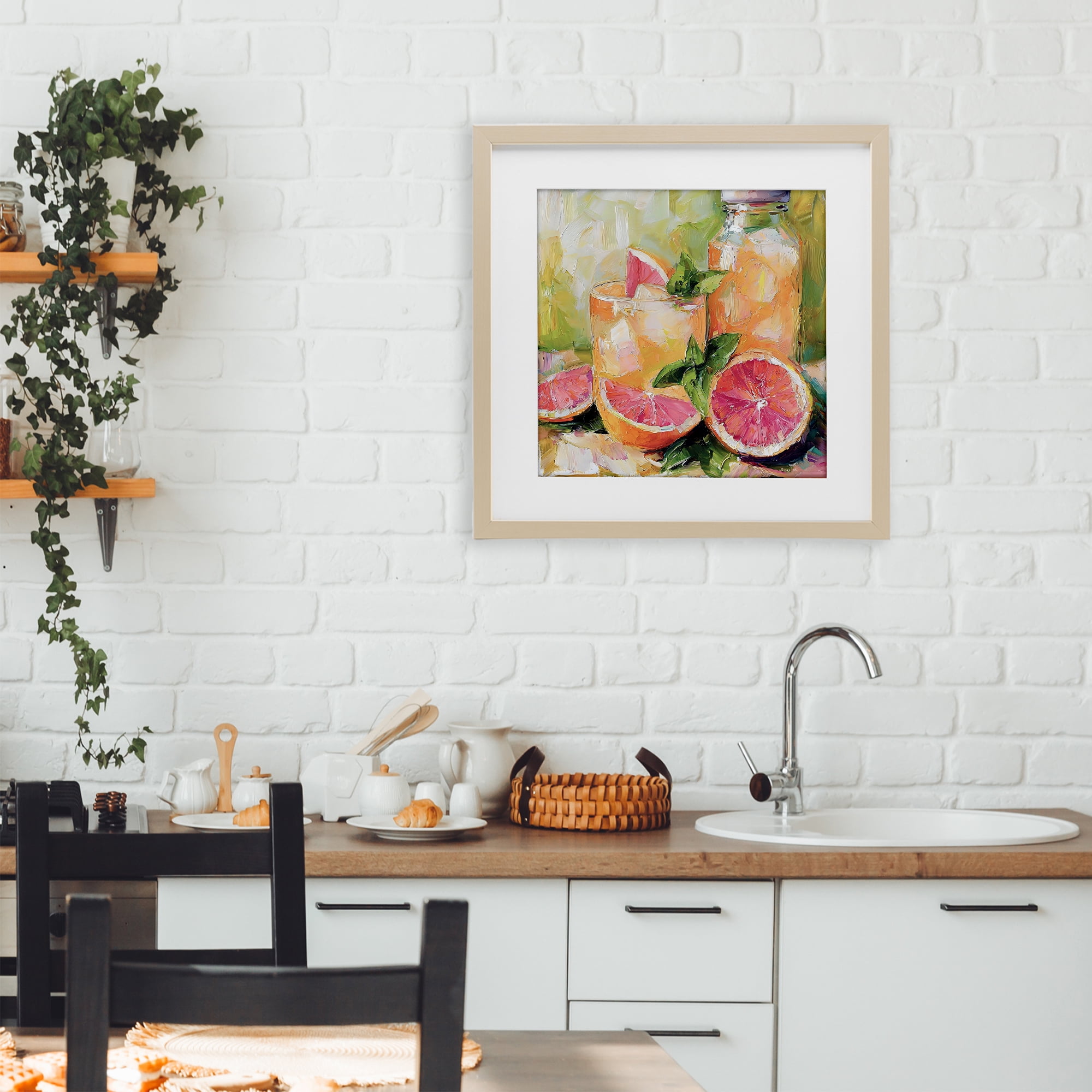 Stupell Industries Grapefruit Summer Refreshment Birch Framed Print Under Glass, design by Riley B