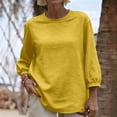 thumbnail image 2 of Blouses for Women Plus Size Crew Neck 3/4 Sleeve Solid Color Casual Outfits for Women Spring Casual Basic Shirt Vacation Fashion Outfit Clothes, 2 of 9