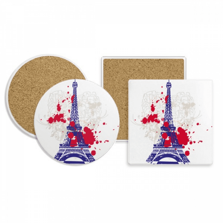 Eiffel Tower Outline France Paris Coaster Cup Mug Holder Absorbent