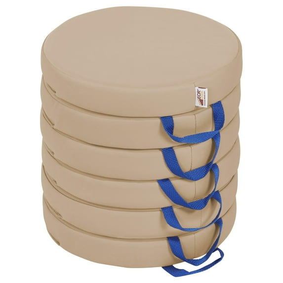 SoftZone® Round Floor Cushion with Handle 6-Piece - Sand