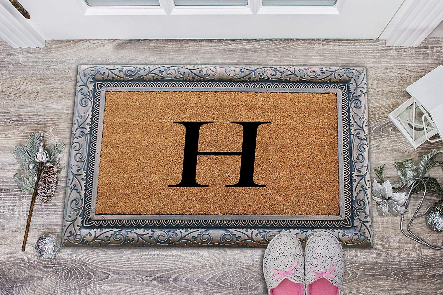 A1HC First Impression Rubber and Coir Albena 24" X 36" Bronze Finished Heavy Duty Monogrammed Doormat