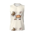 thumbnail image 6 of Lsque Brown Cat Cartoon Print Men's Cotton Blend Sleeveless Muscle Shirts (S-3XL)- Moisture Wicking, Odor Protection, UPF 30+,XX-Large, 6 of 8