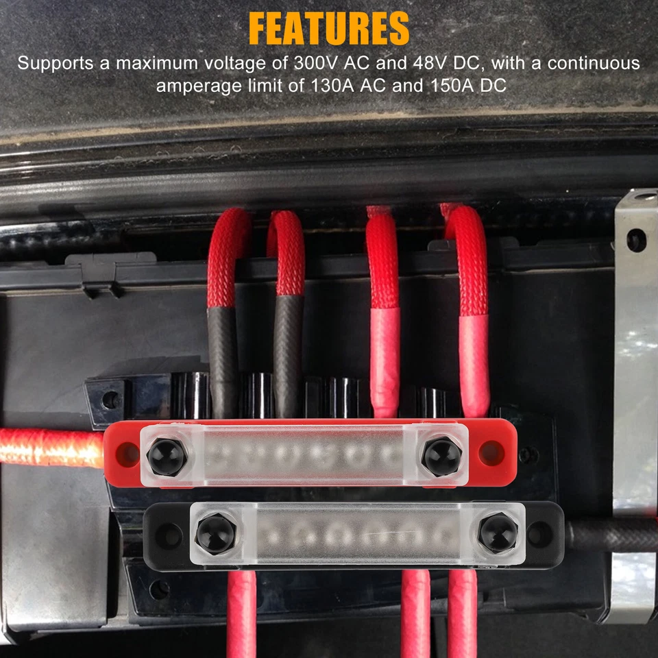 CRESTIN- 6 Way Bus Bar Power Distribution Terminal 150A Screws Battery Block For Car Boat