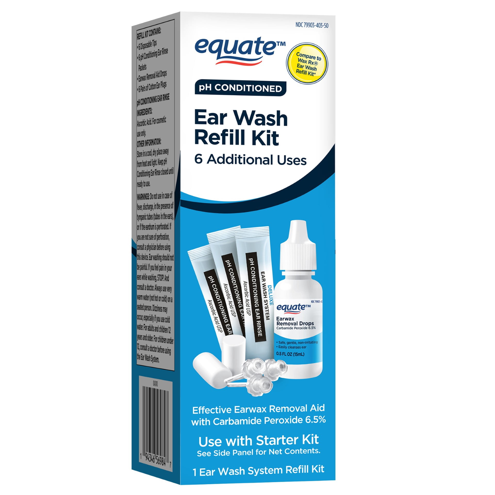 (2 pack) Equate Wax Removal Refill Kit for Wax-Rx Ear Wash System