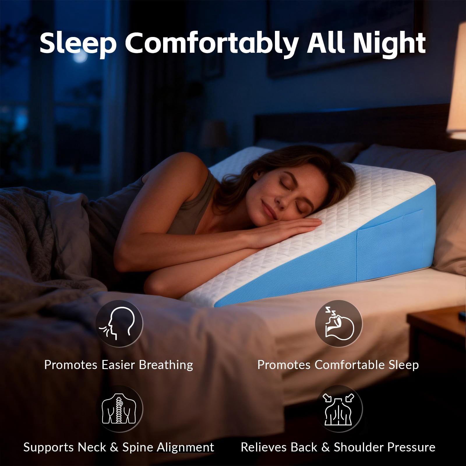 Wedge Pillow For Sleeping  7.5" Bed After Memory Foam Triangle Incline Support Leg Elevation