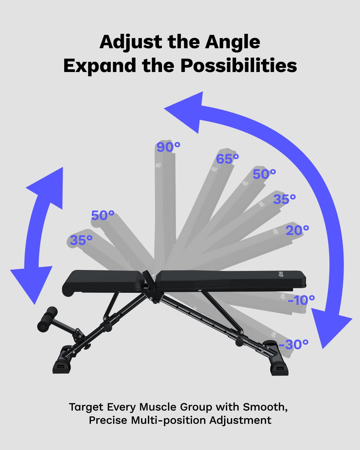 AIRHOP Adjustable Weight Bench, Bench Press Full Body Workout, Quick Fold Space Saving, Home Gym Strength Training