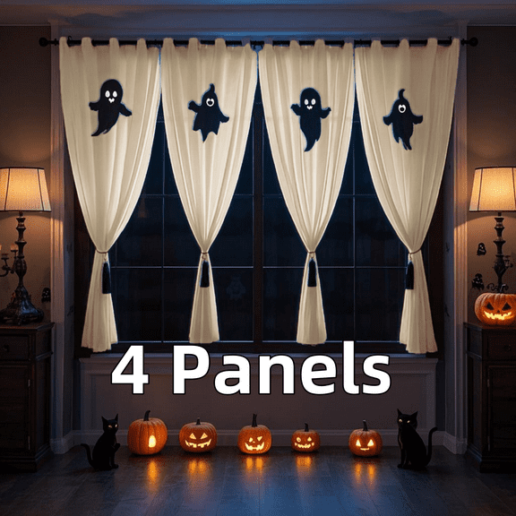 Velvet Curtains with Grommet for Halloween, Thermal Insulated Super Soft Privacy Noise Reducing Light Filtering Velvet Drapes, 4 Panels