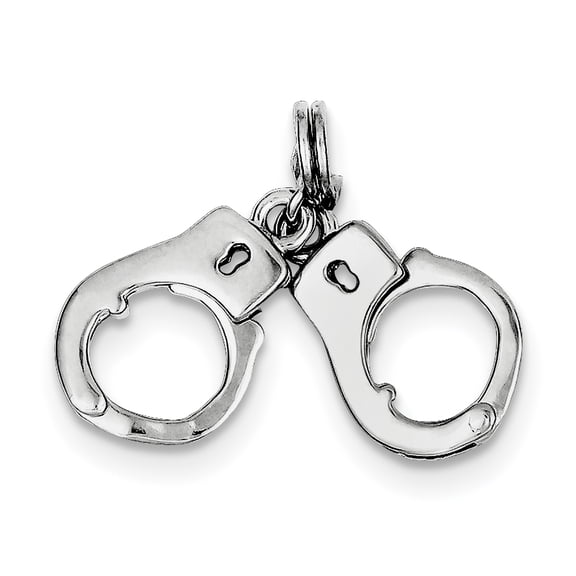 Sterling Silver Rhodium-platedPolished Movable Handcuffs Charm