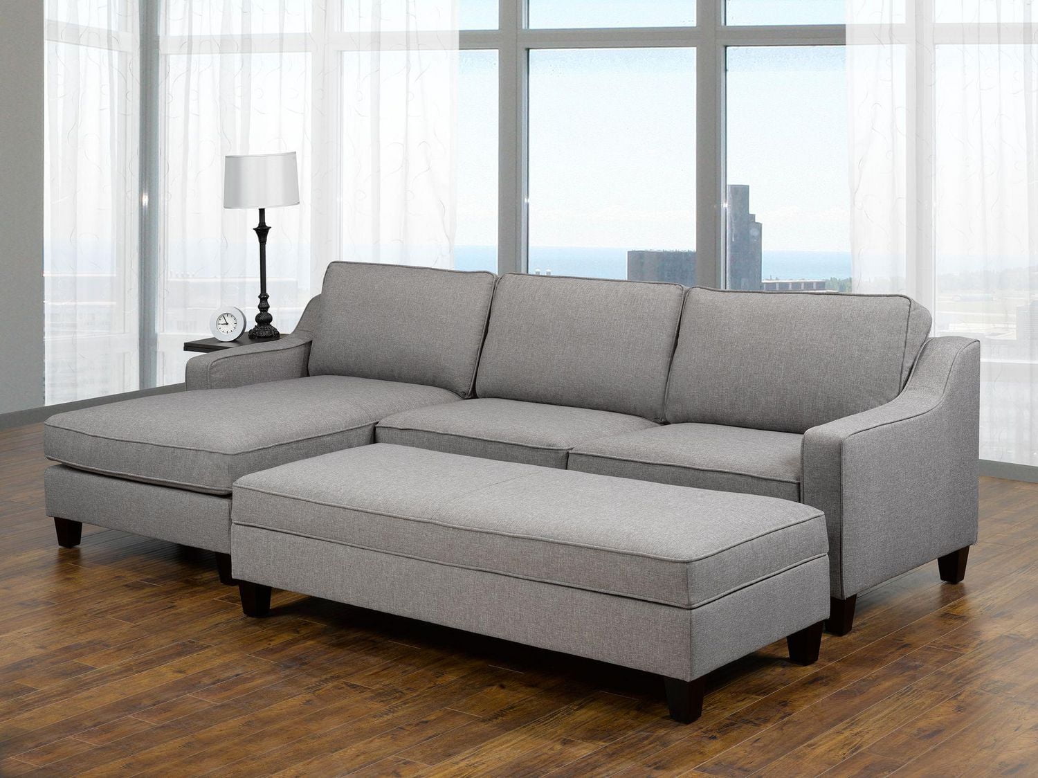 Sonia LHF Sectional with Storage Ottoman, Grey