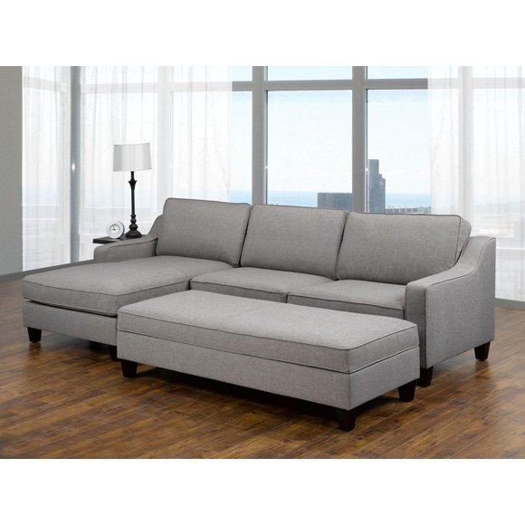 Sonia LHF Sectional with Storage Ottoman, Grey