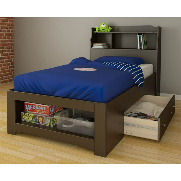 Eco Friendly Twin Full Platform Storage, Full Bed Frame With Storage One Side