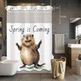 thumbnail image 5 of Groundhog Festival No Hooks Shower Curtain with Snap-in Liner Spring Is Coming Shower Curtains for Bathroom, Waterproof, Easy Install, Washable 72"x96", 5 of 9
