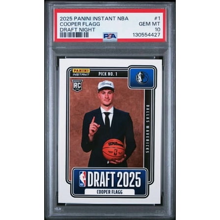 Cooper Flagg 2025 Panini Instant Draft Night 1st Pick Rookie Card #1 PSA 10 Gem Mint