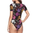 thumbnail image 4 of Daiia Halloween Skeleton print Women's Crew Neck Short Sleeve Bodysuit Fashion Tops Fit Casual Basic Extender Bodysuit-Medium, 4 of 9