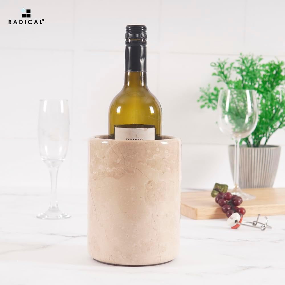 Radicaln Marble Wine Chiller Bucket 6.5 inches Verona Handmade Champagne Chiller For Bar Accessories, Ideal Beverage Cooler and Wine Bottle Holder For Home Bar, Small Cooler and Wine Bucket