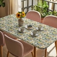 thumbnail image 3 of Vintage Flowers Table Cloths for 5 Foot Rectangle Tables, Spring Yellow Green Floral Country Leaves Birds Patio Waterproof Elastic Fitted Tablecloths, Washable Rectangular Table Cover for Camping, 3 of 8