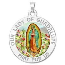 PicturesOnGold.com Our Lady of Guadalupe Religious Medal Female Adult Color - 2/3 inch Size of Dime, Sterling Silver