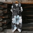 thumbnail image 4 of Heisall 2026 Printemps Été Bohème à Imprimé Floral Robe Maxi en Lin Col en V Manches Chauve-Souris Caftan Ample Robes avec Poches, 4 of 7