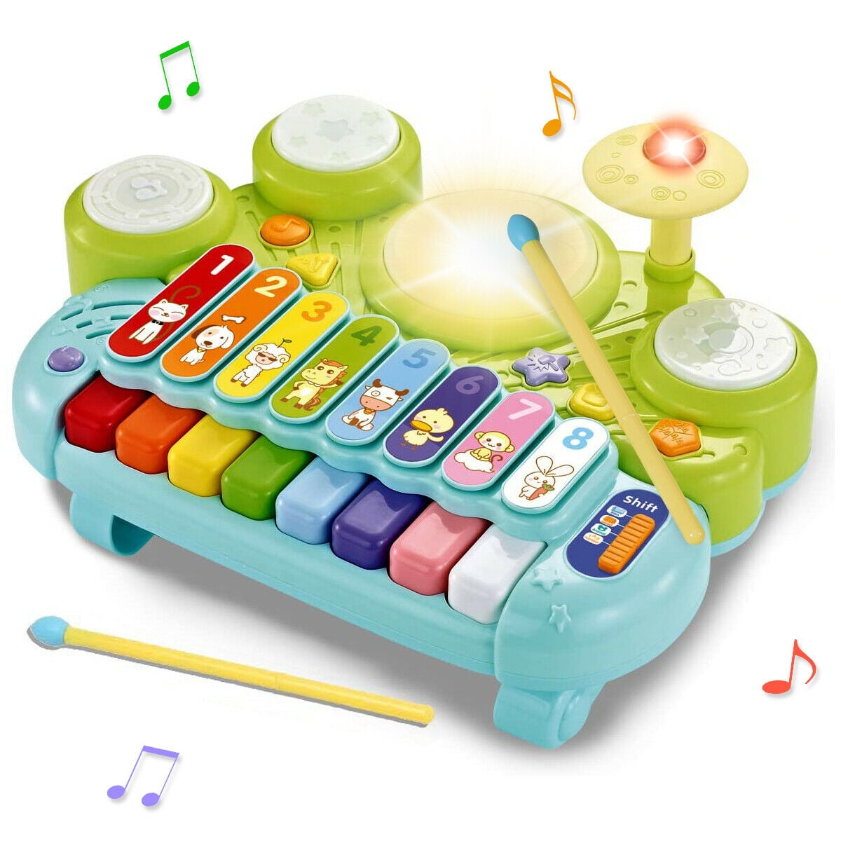 2 in 1 Baby Kids Xylophone Piano Instrument Battery Free Tap tune Musical Music 