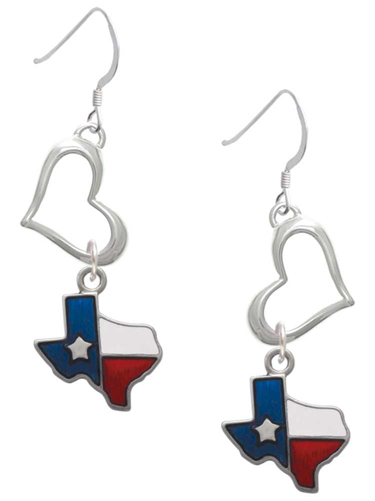 Delight Jewelry Silvertone Translucent Texas - Lone Star Open Heart French Earrings